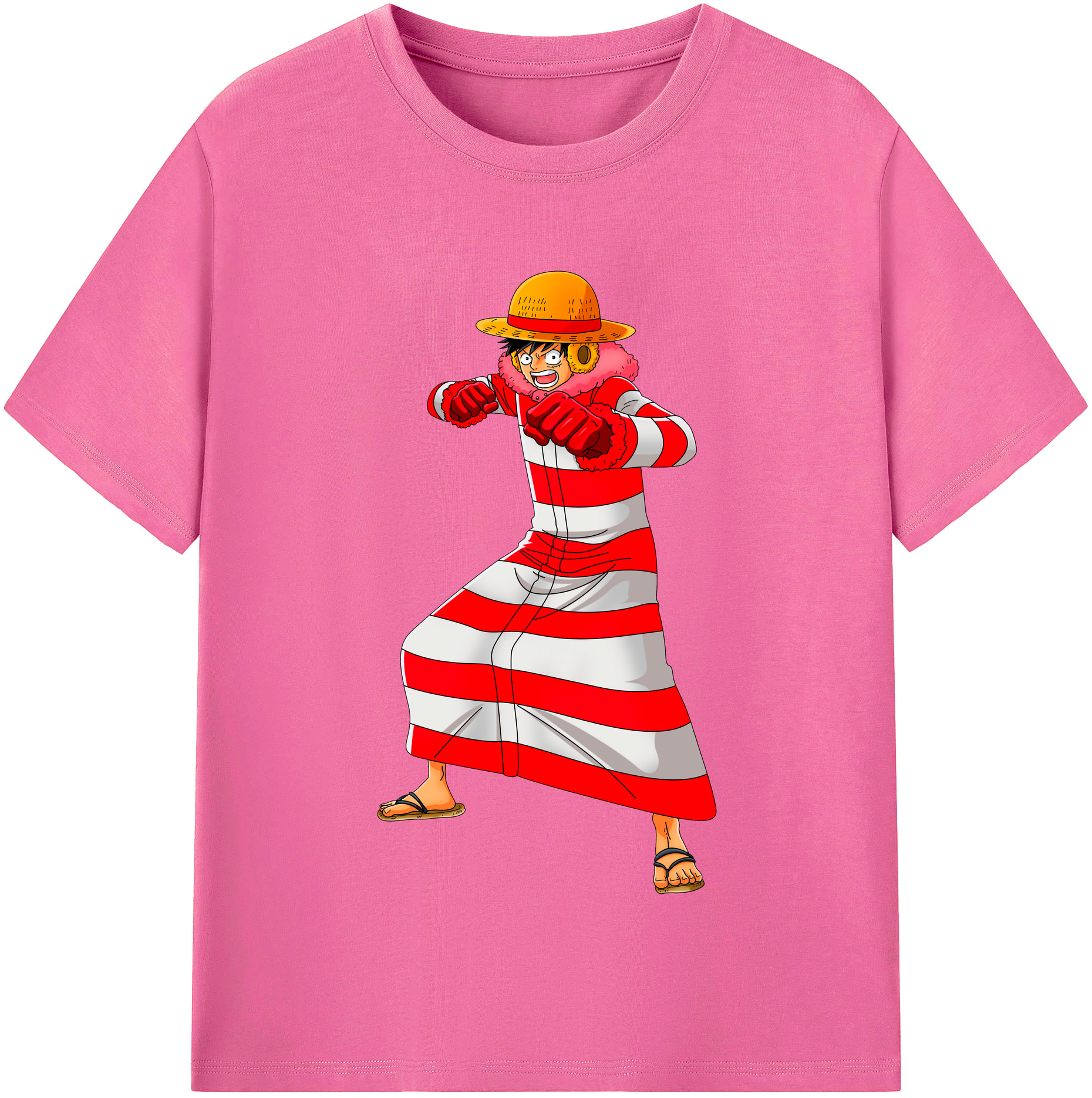 ワンピース モンキー・D・ルフィ ONE PIECE Monkey D. Luffy レディースカジュアルプリントTシャツ（綿100％）